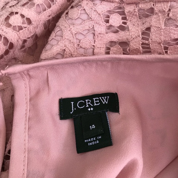 J. Crew Blush Pink Lace Cotton Blend Lined Three Quarter Sleeved Blouse Size 14 - Picture 7 of 10
